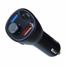 ART ART FM bluetooth 5.0 oddajnik + USB A QC3.0 + Tip C (skupaj 30 W) FM-73 črn