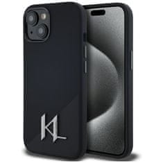 Karl Lagerfeld KARL LAGERFELD etui za IPHONE 15 združljiv z MagSafe KLHMP15SSCMKMPCK (silikonski inicialki in kovinski logotip) črn