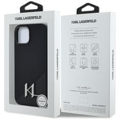 Karl Lagerfeld KARL LAGERFELD etui za IPHONE 15 združljiv z MagSafe KLHMP15SSCMKMPCK (silikonski inicialki in kovinski logotip) črn