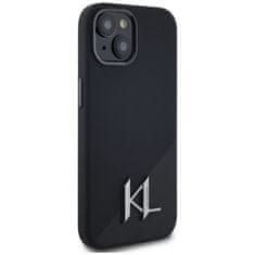 Karl Lagerfeld KARL LAGERFELD etui za IPHONE 15 združljiv z MagSafe KLHMP15SSCMKMPCK (silikonski inicialki in kovinski logotip) črn