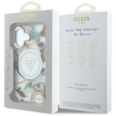 Guess GUESS etui za IPHONE 16 združljiv z MagSafe GUHMP16SHFLPEDH (IML Metal Glitter Flowers Triangle) bel