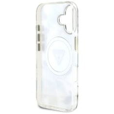 Guess GUESS etui za IPHONE 16 združljiv z MagSafe GUHMP16SHFLPEDH (IML Metal Glitter Flowers Triangle) bel
