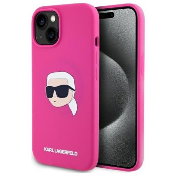 Karl Lagerfeld KARL LAGERFELD etui za IPHONE 15 združljiv z MagSafe KLHMP15SSKHPPLF (SIL KL Head Print) fuschia
