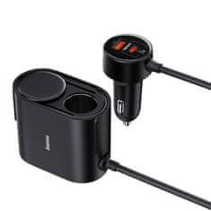 BASEUS BASEUS avtomobilska polnilna naprava USB A + Tip C + 2 x vžigalna vtičnica PD 5A 30W C00455300121-00 črna
