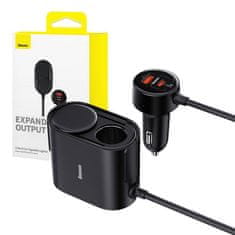 BASEUS BASEUS avtomobilska polnilna naprava USB A + Tip C + 2 x vžigalna vtičnica PD 5A 30W C00455300121-00 črna