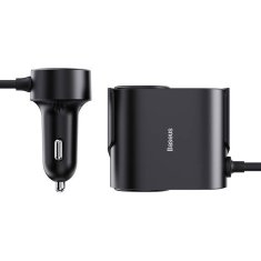 BASEUS BASEUS avtomobilska polnilna naprava USB A + Tip C + 2 x vžigalna vtičnica PD 5A 30W C00455300121-00 črna
