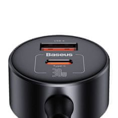 BASEUS BASEUS avtomobilska polnilna naprava USB A + Tip C + 2 x vžigalna vtičnica PD 5A 30W C00455300121-00 črna