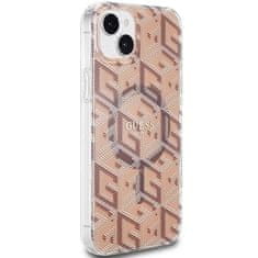 Guess GUESS etui za IPHONE 15 združljiv z MagSafe GUHMP15SHGCUSTGW (IML GCUBE) rjava