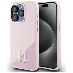 Karl Lagerfeld KARL LAGERFELD etui za IPHONE 15 Pro združljiv z MagSafe KLHMP15LSCMKMPCP (silikonski začetni kovinski logotip) roza