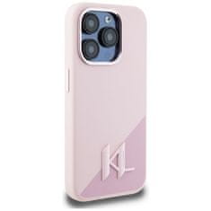 Karl Lagerfeld KARL LAGERFELD etui za IPHONE 15 Pro združljiv z MagSafe KLHMP15LSCMKMPCP (silikonski začetni kovinski logotip) roza