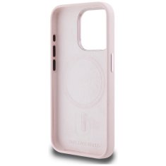 Karl Lagerfeld KARL LAGERFELD etui za IPHONE 15 Pro združljiv z MagSafe KLHMP15LSCMKMPCP (silikonski začetni kovinski logotip) roza