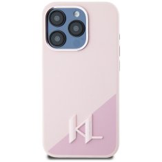 Karl Lagerfeld KARL LAGERFELD etui za IPHONE 15 Pro združljiv z MagSafe KLHMP15LSCMKMPCP (silikonski začetni kovinski logotip) roza