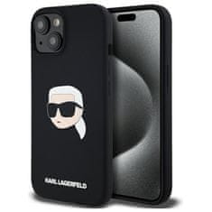 Karl Lagerfeld KARL LAGERFELD etui za IPHONE 15 združljiv z MagSafe KLHMP15SSKHPPLK (SIL KL Head Print) črn
