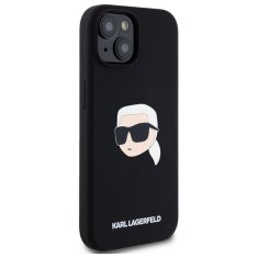 Karl Lagerfeld KARL LAGERFELD etui za IPHONE 15 združljiv z MagSafe KLHMP15SSKHPPLK (SIL KL Head Print) črn
