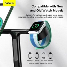 BASEUS BASEUS indukcijski polnilnik 3v1 združljiv z MagSafe 15W WXTE000101 črn