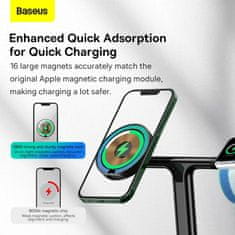 BASEUS BASEUS indukcijski polnilnik 3v1 združljiv z MagSafe 15W WXTE000101 črn