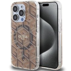 Guess GUESS etui za IPHONE 15 Pro, združljiv z MagSafe GUHMP15LHGCUSTGW (IML GCUBE) rjava