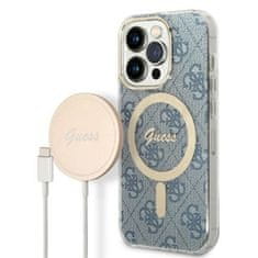 Guess GUESS komplet za IPHONE 14 Pro združljiv z MagSafe GUBPP14LH4EACSB (komplet / etui + polnilnik / 4G) zlato modra