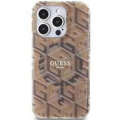 Guess GUESS etui za IPHONE 15 Pro, združljiv z MagSafe GUHMP15LHGCUSTGW (IML GCUBE) rjava