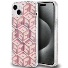 Guess GUESS etui za IPHONE 15 združljiv z MagSafe GUHMP15SHGCUSTGP (IML GCUBE) roza