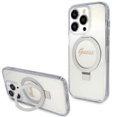 Guess GUESS etui za IPHONE 15 Pro, združljiv z MagSafe GUHMP15LHRSGSD (Glitter Script Logo Ring stand) prozoren