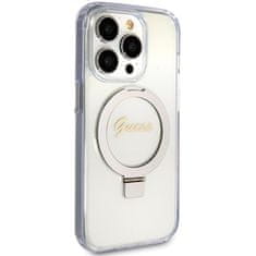 Guess GUESS etui za IPHONE 15 Pro, združljiv z MagSafe GUHMP15LHRSGSD (Glitter Script Logo Ring stand) prozoren