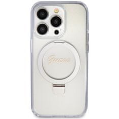 Guess GUESS etui za IPHONE 15 Pro, združljiv z MagSafe GUHMP15LHRSGSD (Glitter Script Logo Ring stand) prozoren