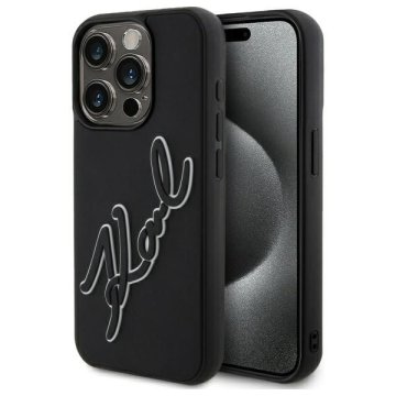 Karl Lagerfeld KARL LAGERFELD etui za IPHONE 15 Pro KLHCP15L3DRKSDLK (3D Rubber Signature) črn