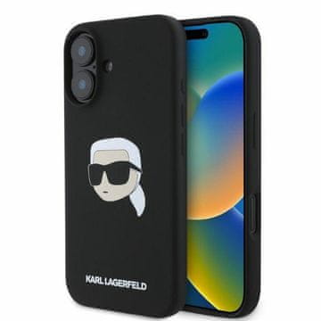 Karl Lagerfeld KARL LAGERFELD ovitek za IPHONE 16, združljiv z MagSafe KLHMP16SSKHPPLK (Sil KL Head Print) črn