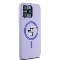 Karl Lagerfeld KARL LAGERFELD etui za IPHONE 15 Pro Max združljiv z MagSafe KLHMP15XSCMKCRHU (silikonski KC Body Ring) vijoličen