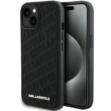 Karl Lagerfeld KARL LAGERFELD ovitek za IPHONE 15 Plus KLHCP15MPQKPMK (prešiti vzorec) črn
