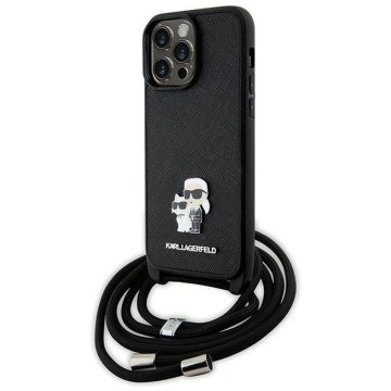 Karl Lagerfeld KARL LAGERFELD etui za IPHONE 14 Pro Max KLHCP14XSAKCPSK (Saffiano KC Metal PIN Crossbody) črn