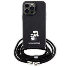 Karl Lagerfeld KARL LAGERFELD etui za IPHONE 14 Pro Max KLHCP14XSAKCPSK (Saffiano KC Metal PIN Crossbody) črn