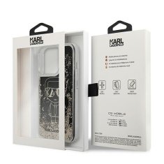 Karl Lagerfeld KARL LAGERFELD etui za IPHONE 13 Pro KLHCP13LLGGKBK (Liquid Glitter Gatsby Ikonik) črn