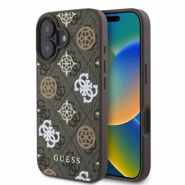 Guess GUESS ovitek za IPHONE 16, združljiv z MagSafe GUHMP16SP4PWPW (PU Peony na 4G ozadju) rjav