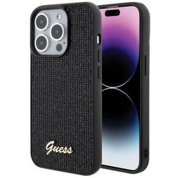 Guess GUESS etui za IPHONE 15 Pro GUHCP15LPMSDGSK (Disco Script Metal) črn