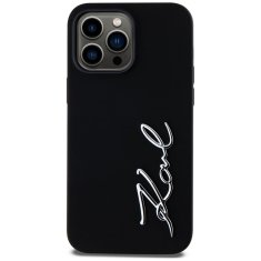 Karl Lagerfeld KARL LAGERFELD etui za IPHONE 14 Pro Max KLHCP14XSCMSMVK (silikonski znak in kovinski logotip) črn