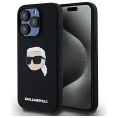 Karl Lagerfeld KARL LAGERFELD etui za IPHONE 15 Pro združljiv z MagSafe KLHMP15LSKHPPLK (SIL KL Head Print) črn