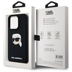 Karl Lagerfeld KARL LAGERFELD etui za IPHONE 15 Pro združljiv z MagSafe KLHMP15LSKHPPLK (SIL KL Head Print) črn
