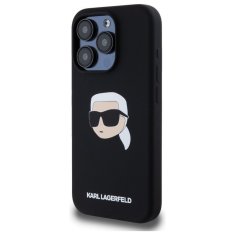 Karl Lagerfeld KARL LAGERFELD etui za IPHONE 15 Pro združljiv z MagSafe KLHMP15LSKHPPLK (SIL KL Head Print) črn