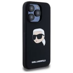 Karl Lagerfeld KARL LAGERFELD etui za IPHONE 15 Pro združljiv z MagSafe KLHMP15LSKHPPLK (SIL KL Head Print) črn