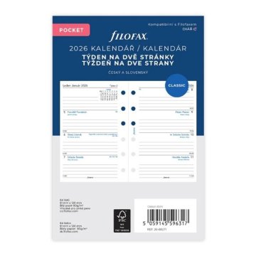 Filofax Polnilo za dnevnik, A7, teden/2 strani