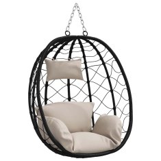 Vidaxl Viseči stol v obliki jajca Taupe 91.5 x 60 x 110 cm poli ratan