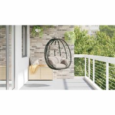 Vidaxl Viseči stol v obliki jajca Taupe 91.5 x 60 x 110 cm poli ratan