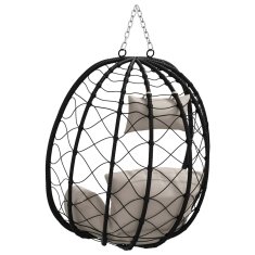 Vidaxl Viseči stol v obliki jajca Taupe 91.5 x 60 x 110 cm poli ratan