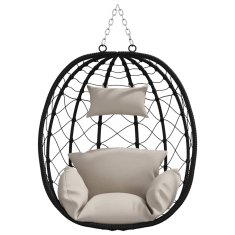 Vidaxl Viseči stol v obliki jajca Taupe 91.5 x 60 x 110 cm poli ratan