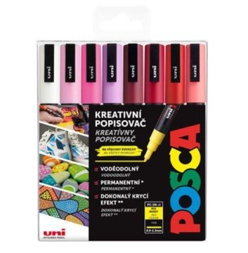 Posca set markerjev PC-3M - LOVE 0,9 - 1,3 mm (mešanica toplih tonov 8 kosov)