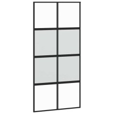 Vidaxl Drsna vrata z opremo 90x205 cm kaljeno steklo in aluminij