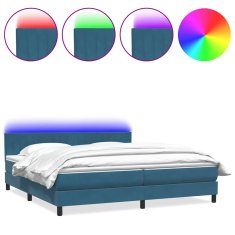 Vidaxl Box Spring postelja z vzmetnico Temno modra 200x210 cm Žamet