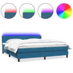 Vidaxl Box Spring postelja z vzmetnico Temno modra 200x210 cm Žamet